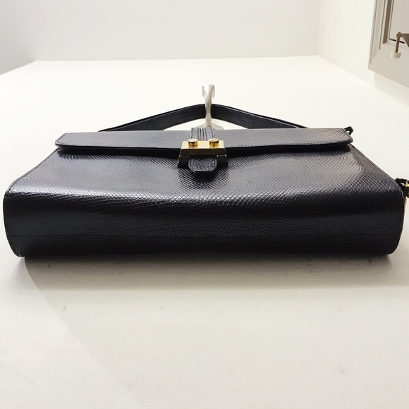 Mark Cross Lizard Leather Jumbo Flap Shoulder Bag - Picture 7 of 11